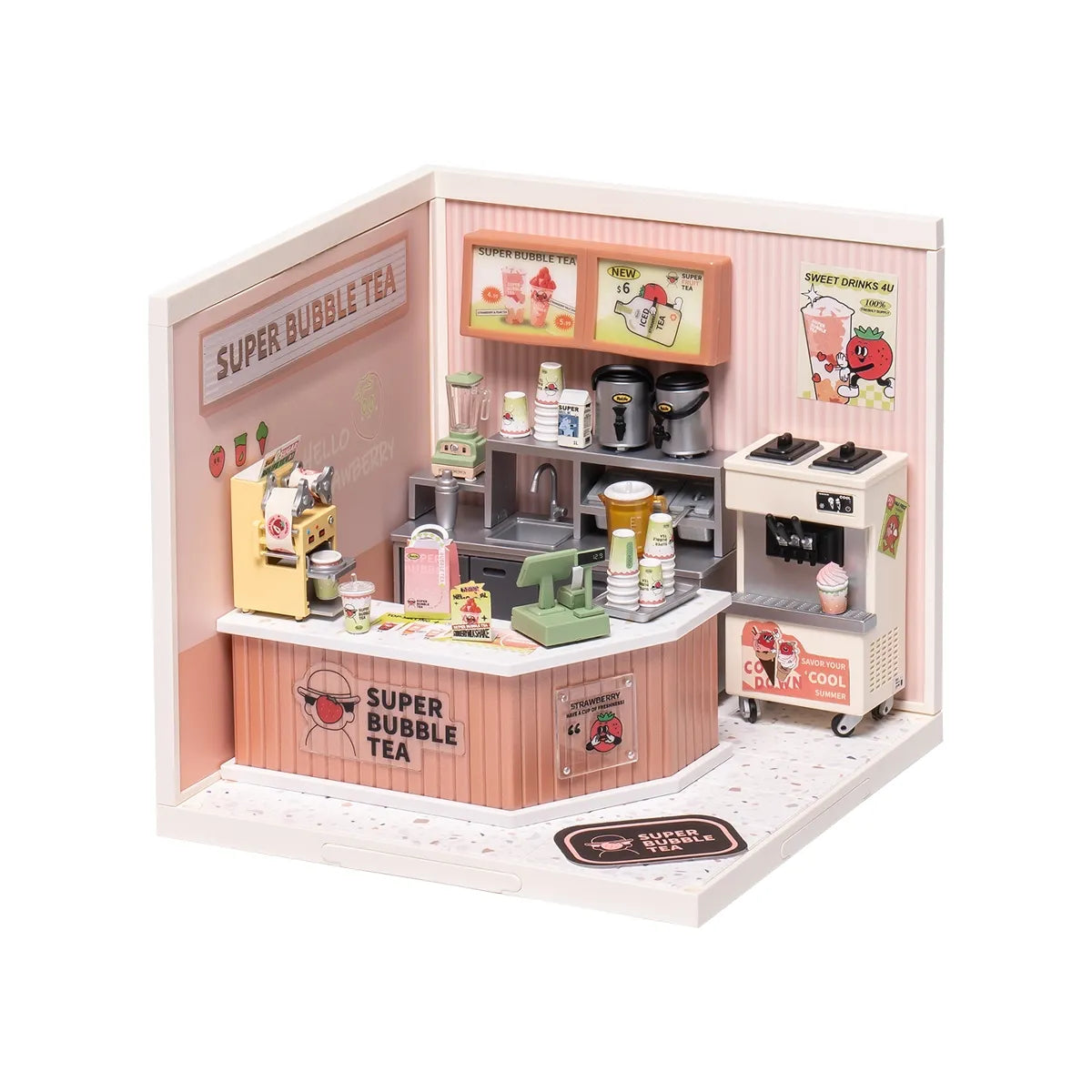 Rolife Plastic Miniature House - Double Joy Bubble Tea  DIY Kit